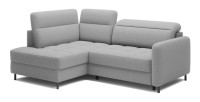 Canapé d’angle gauche convertible BARNEA 208 cm gris chiné avec rangement 