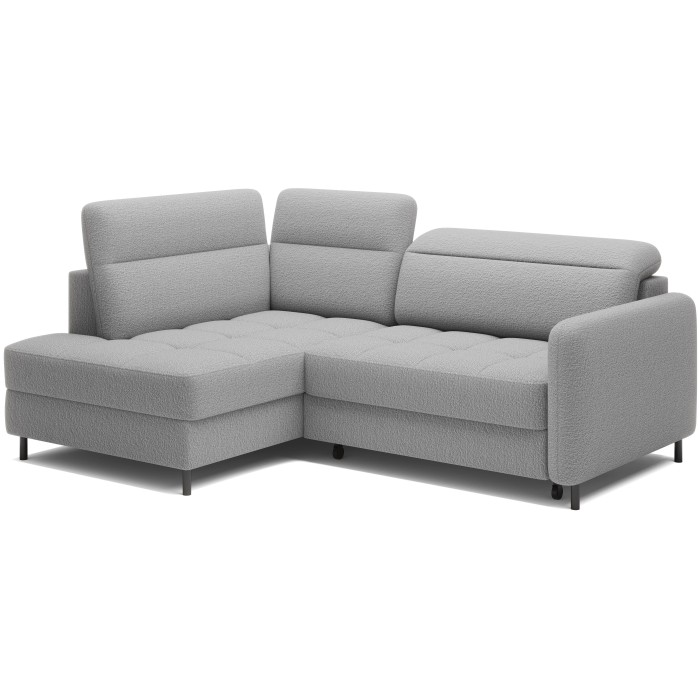 Canapé d’angle gauche convertible BARNEA 208 cm gris chiné avec rangement 