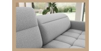 Canapé d’angle gauche convertible BARNEA 208 cm gris chiné avec rangement 