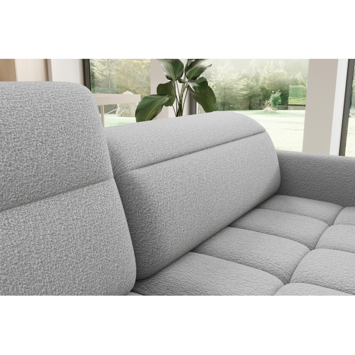Canapé d’angle gauche convertible BARNEA 208 cm gris chiné avec rangement 
