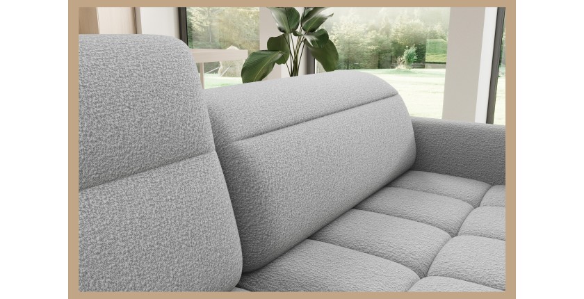 Canapé d’angle gauche convertible BARNEA 208 cm gris chiné avec rangement 