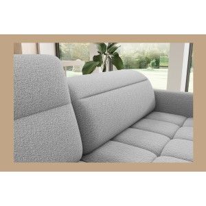 Canapé d’angle gauche convertible BARNEA 208 cm gris chiné avec rangement 