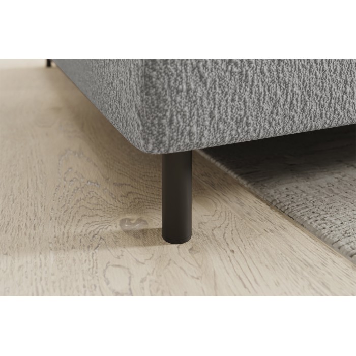 Canapé d’angle gauche convertible BARNEA 208 cm gris chiné avec rangement 