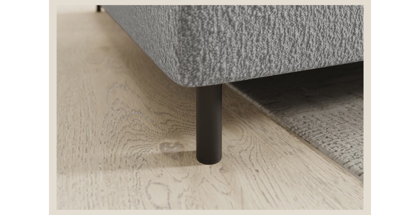 Canapé d’angle gauche convertible BARNEA 208 cm gris chiné avec rangement 