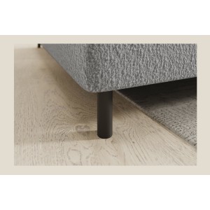 Canapé d’angle gauche convertible BARNEA 208 cm gris chiné avec rangement 
