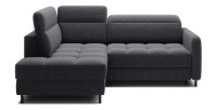 Canapé d’angle gauche convertible BARNEA 208 cm gris foncé avec rangement 