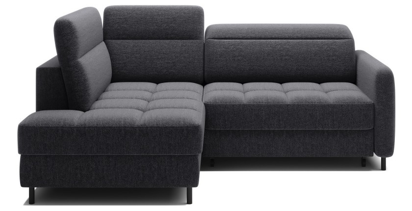 Canapé d’angle gauche convertible BARNEA 208 cm gris foncé avec rangement 