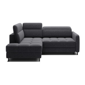 Canapé d’angle gauche convertible BARNEA 208 cm gris foncé avec rangement 