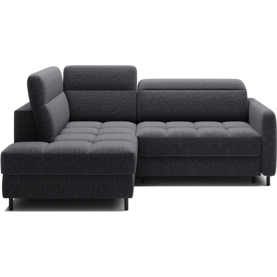 Canapé d’angle gauche convertible BARNEA 208 cm gris foncé avec rangement 