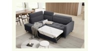Canapé d’angle gauche convertible BARNEA 208 cm gris foncé avec rangement 