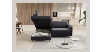 Canapé d’angle gauche convertible BARNEA 208 cm gris foncé avec rangement 