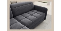 Canapé d’angle gauche convertible BARNEA 208 cm gris foncé avec rangement 