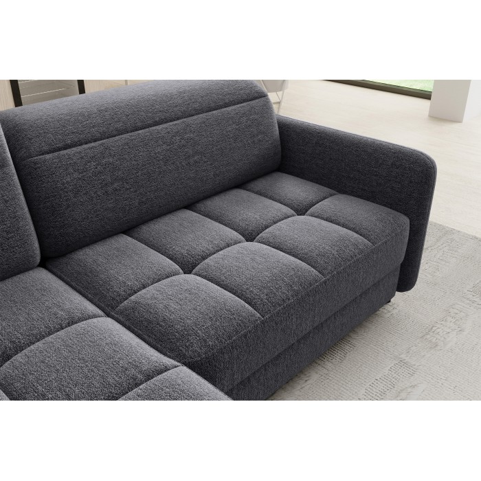 Canapé d’angle gauche convertible BARNEA 208 cm gris foncé avec rangement 