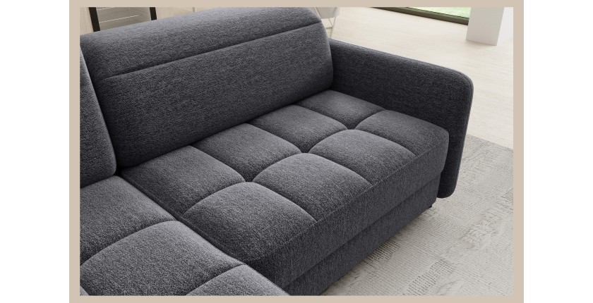 Canapé d’angle gauche convertible BARNEA 208 cm gris foncé avec rangement 