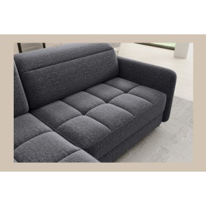 Canapé d’angle gauche convertible BARNEA 208 cm gris foncé avec rangement 