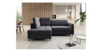 Canapé d’angle gauche convertible BARNEA 208 cm gris foncé avec rangement 