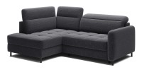 Canapé d’angle gauche convertible BARNEA 208 cm gris foncé avec rangement 