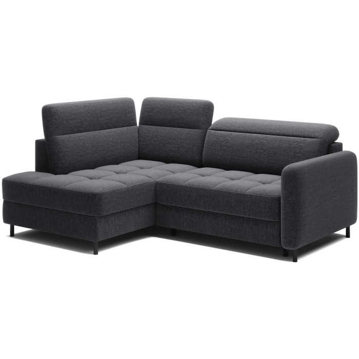 Canapé d’angle gauche convertible BARNEA 208 cm gris foncé avec rangement 