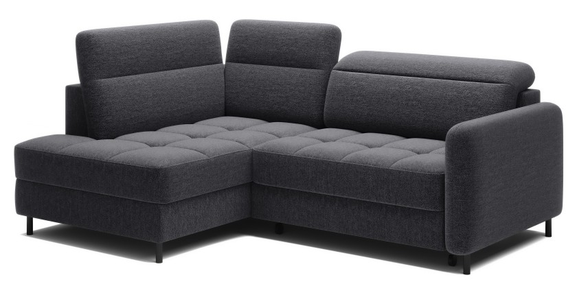 Canapé d’angle gauche convertible BARNEA 208 cm gris foncé avec rangement 