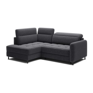 Canapé d’angle gauche convertible BARNEA 208 cm gris foncé avec rangement 
