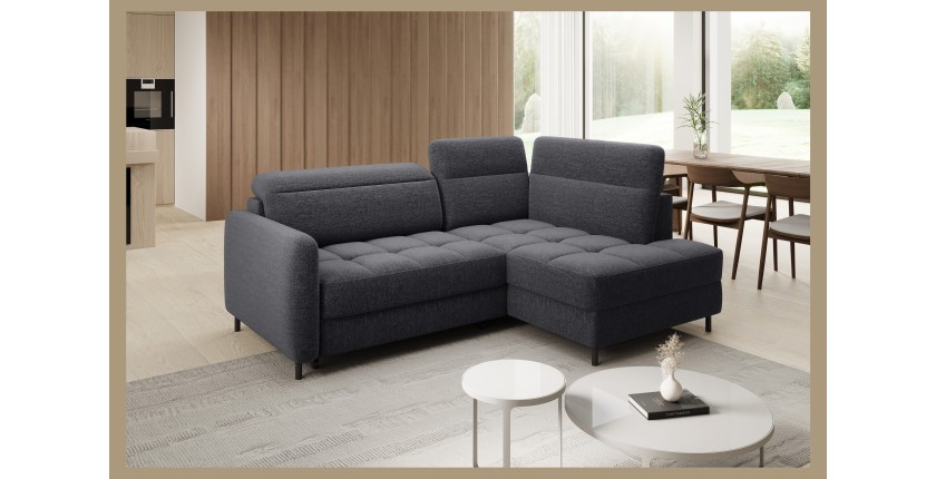 Canapé d’angle gauche convertible BARNEA 208 cm gris foncé avec rangement 