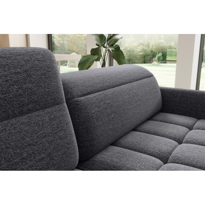 Canapé d’angle gauche convertible BARNEA 208 cm gris foncé avec rangement 