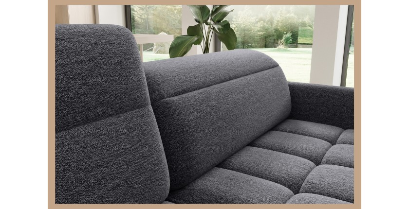 Canapé d’angle gauche convertible BARNEA 208 cm gris foncé avec rangement 