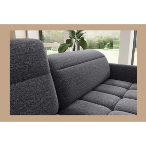 Canapé d’angle gauche convertible BARNEA 208 cm gris foncé avec rangement 