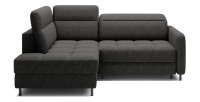 Canapé d’angle gauche convertible BARNEA 208 cm gris foncé avec rangement 