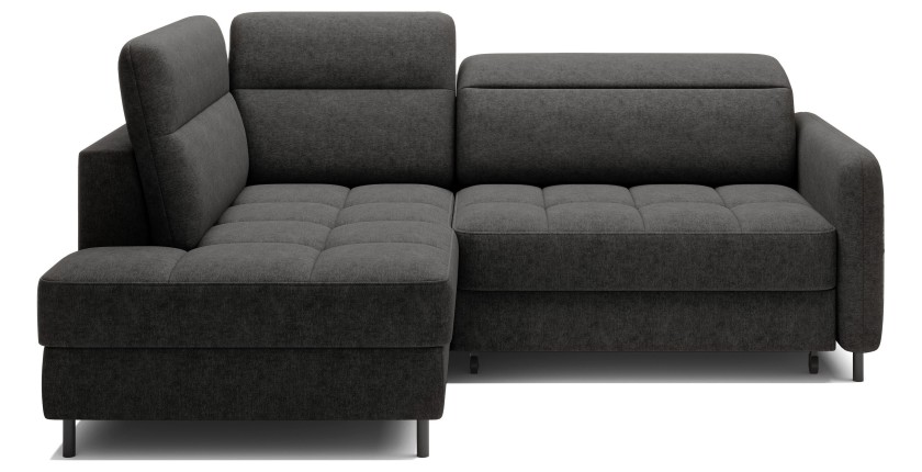 Canapé d’angle gauche convertible BARNEA 208 cm gris foncé avec rangement 