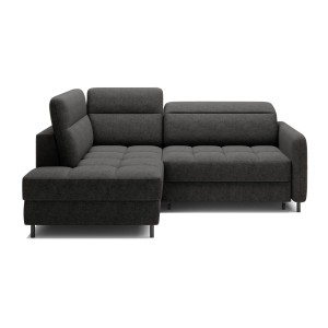 Canapé d’angle gauche convertible BARNEA 208 cm gris foncé avec rangement 