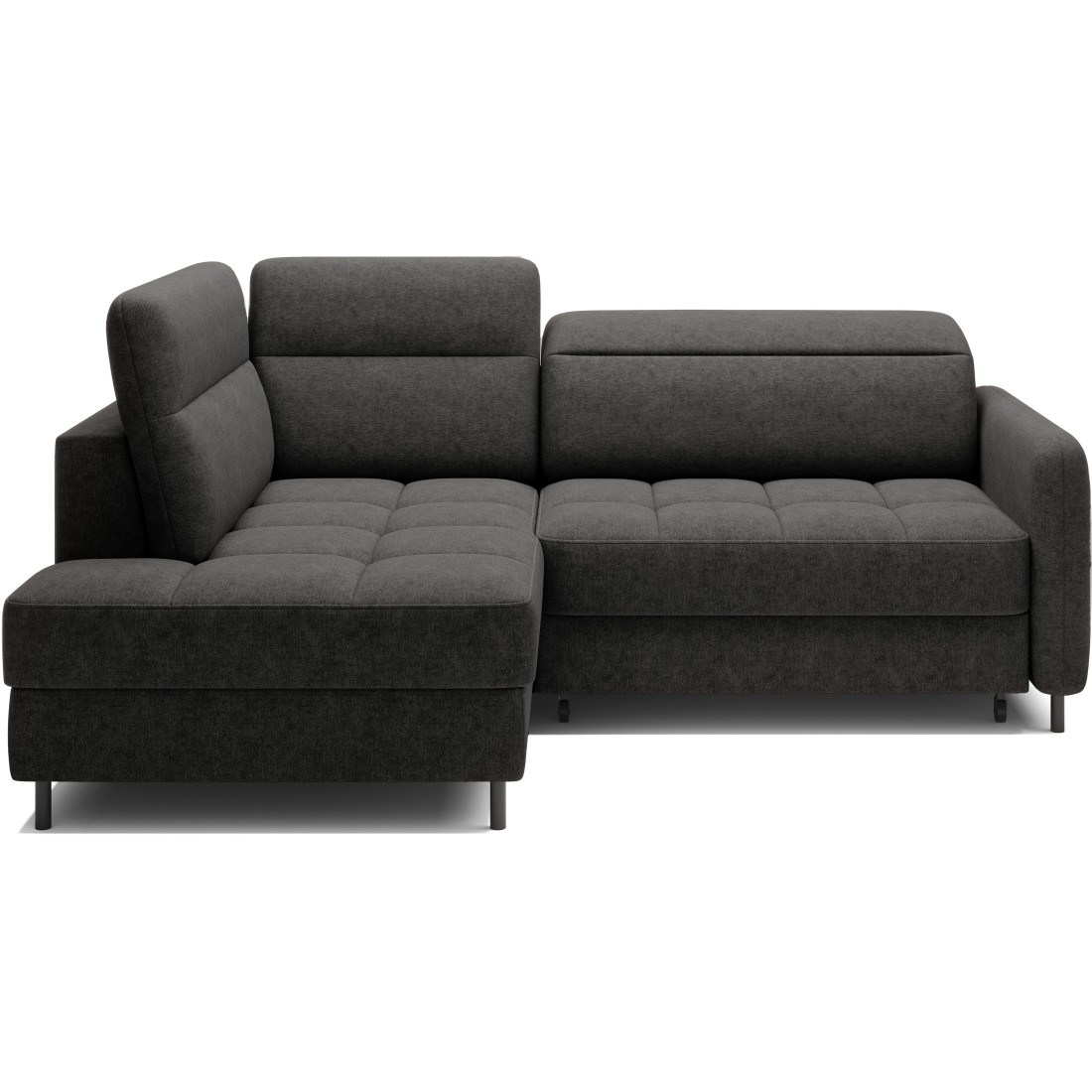 Canapé d’angle gauche convertible BARNEA 208 cm gris foncé avec rangement 