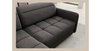Canapé d’angle gauche convertible BARNEA 208 cm gris foncé avec rangement 