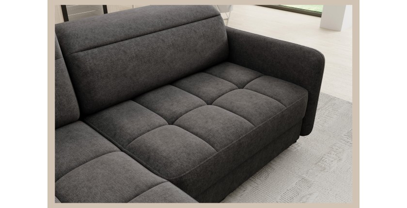 Canapé d’angle gauche convertible BARNEA 208 cm gris foncé avec rangement 