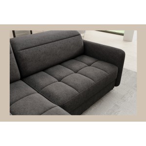 Canapé d’angle gauche convertible BARNEA 208 cm gris foncé avec rangement 