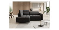 Canapé d’angle gauche convertible BARNEA 208 cm gris foncé avec rangement 