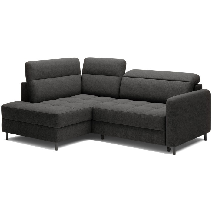 Canapé d’angle gauche convertible BARNEA 208 cm gris foncé avec rangement 