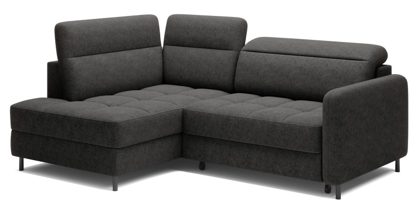 Canapé d’angle gauche convertible BARNEA 208 cm gris foncé avec rangement 