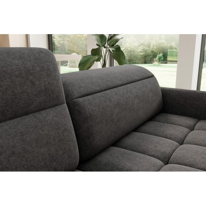 Canapé d’angle gauche convertible BARNEA 208 cm gris foncé avec rangement 