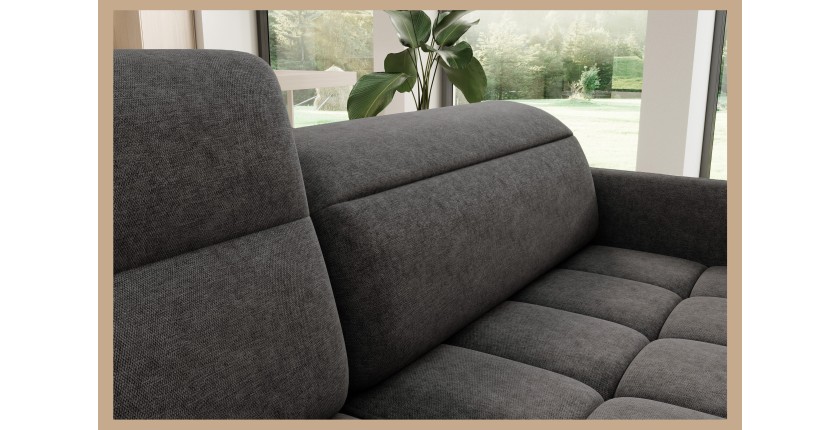 Canapé d’angle gauche convertible BARNEA 208 cm gris foncé avec rangement 