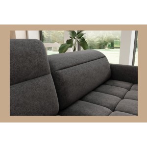 Canapé d’angle gauche convertible BARNEA 208 cm gris foncé avec rangement 