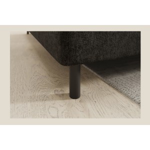 Canapé d’angle gauche convertible BARNEA 208 cm gris foncé avec rangement 