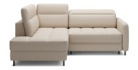 Canapé d’angle gauche convertible BARNEA 208 cm crème avec rangement 