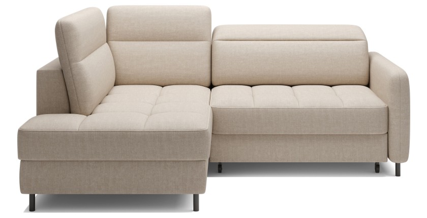 Canapé d’angle gauche convertible BARNEA 208 cm crème avec rangement 