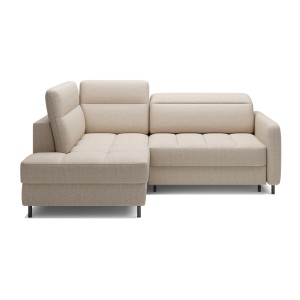 Canapé d’angle gauche convertible BARNEA 208 cm crème avec rangement 