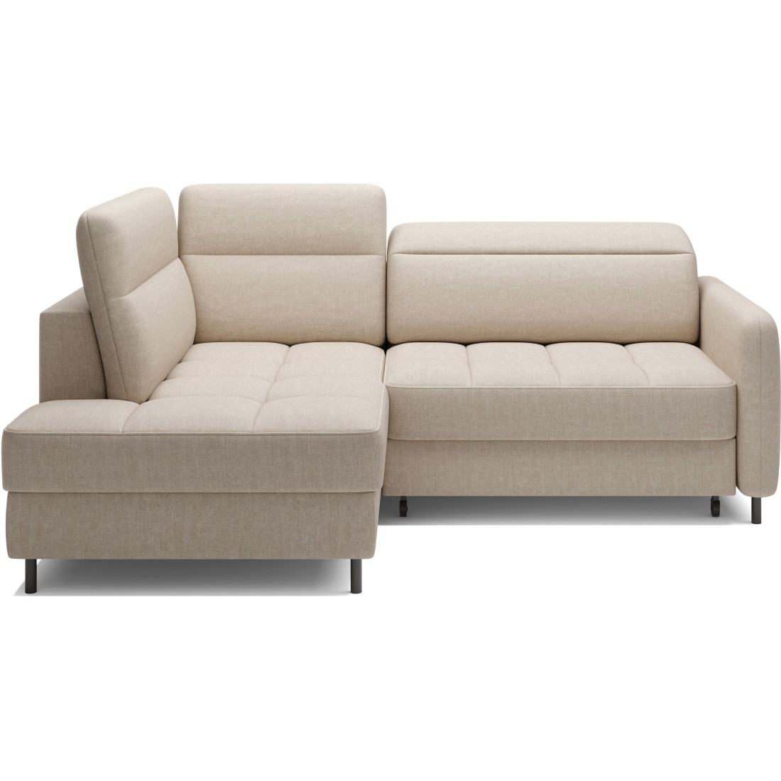 Canapé d’angle gauche convertible BARNEA 208 cm crème avec rangement 
