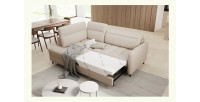 Canapé d’angle gauche convertible BARNEA 208 cm crème avec rangement 