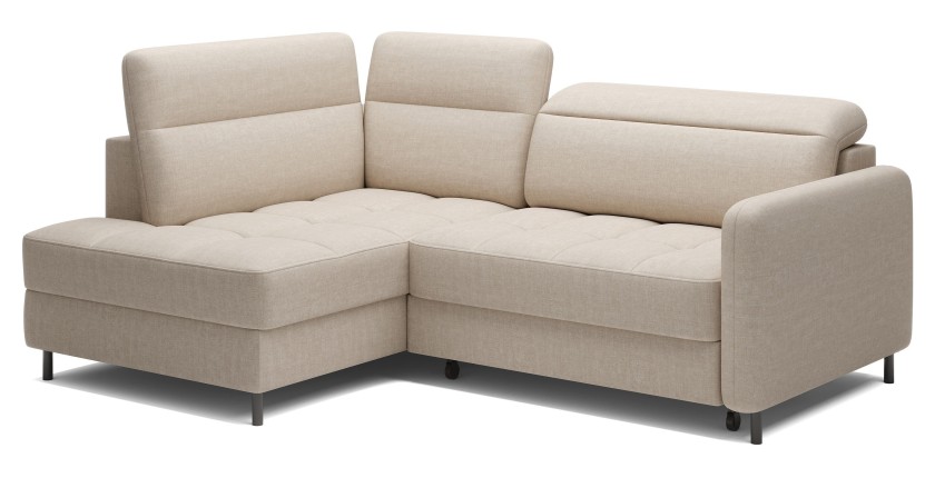 Canapé d’angle gauche convertible BARNEA 208 cm crème avec rangement 