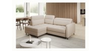 Canapé d’angle gauche convertible BARNEA 208 cm crème avec rangement 