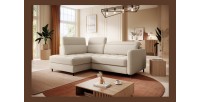 Canapé d’angle gauche convertible BARNEA 208 cm crème avec rangement 